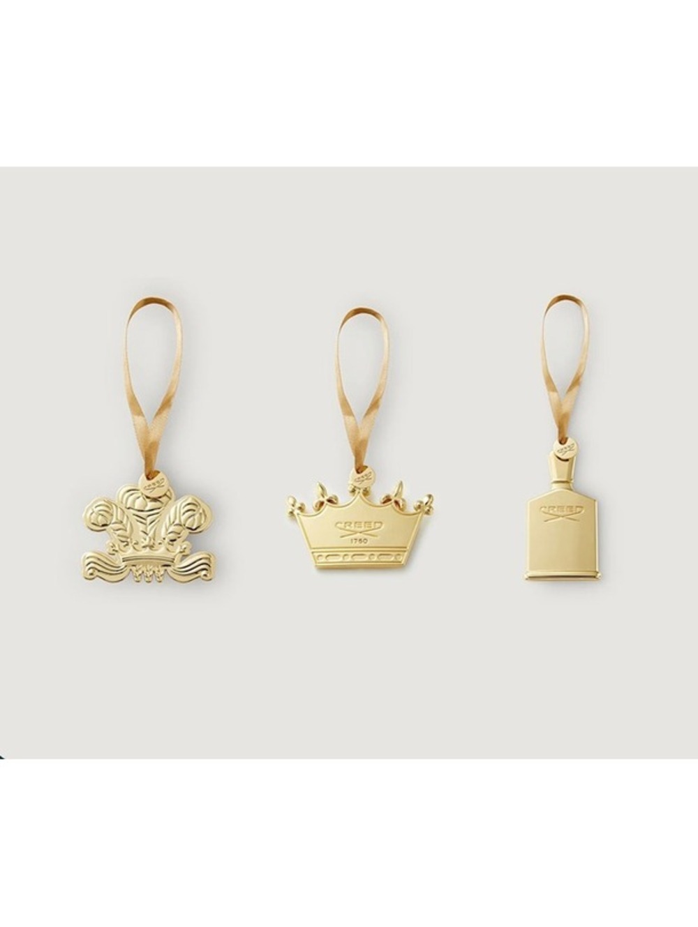Creed Gold Ornament Set of 3 with Ribbon